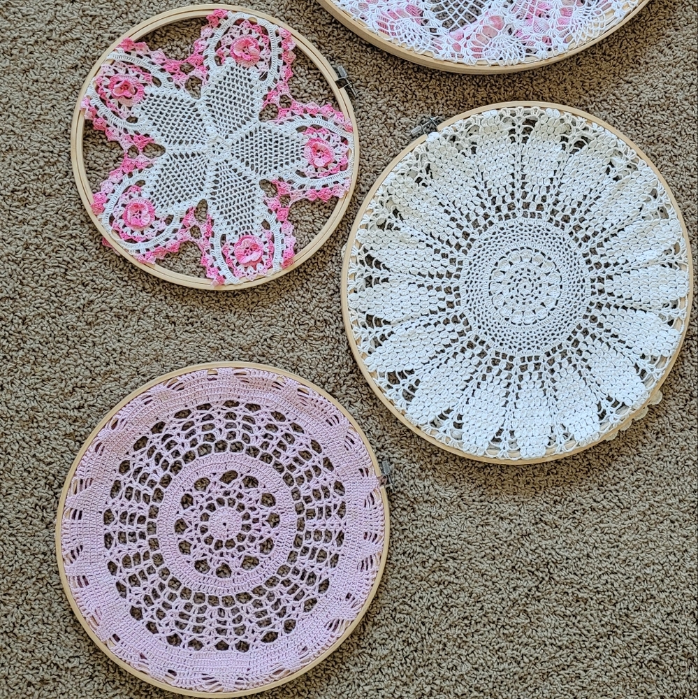 Trio of crochet/dream catcher wall art